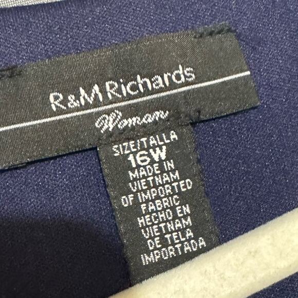 R&M Richards Navy Blue Lace Metallic Mother of the Bride Groom Dress Size 16W - Picture 3 of 7